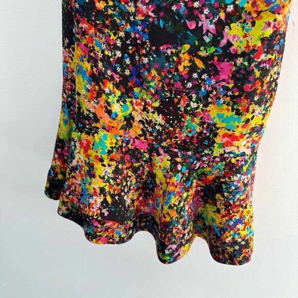 SALONI Women’s Tricia One Shoulder Multicolor Floral Crepe Mini Dress - Picture 10 of 11